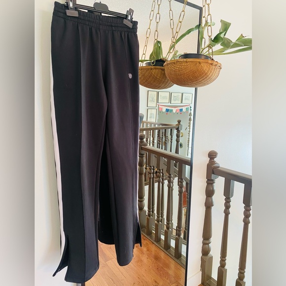 Anine Bing Pants - Anine Bing Black Track Pant with White Stripe